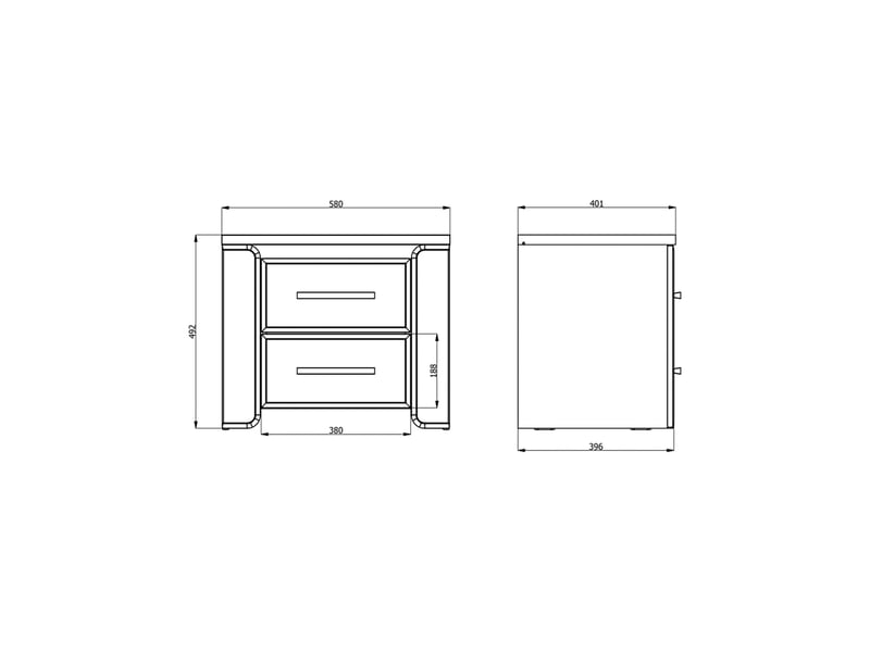  Chevet yamba, 2 tiroirs, 58x40x50h cm blanc mat Yamba - Conforama C