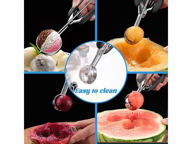  Cuillere a glace, 5 cm cuillere glace boule, matériau en acier inoxydable 304, pour la crème glacée, les boules de melon, les boulettes de viande, l  - Conforama E