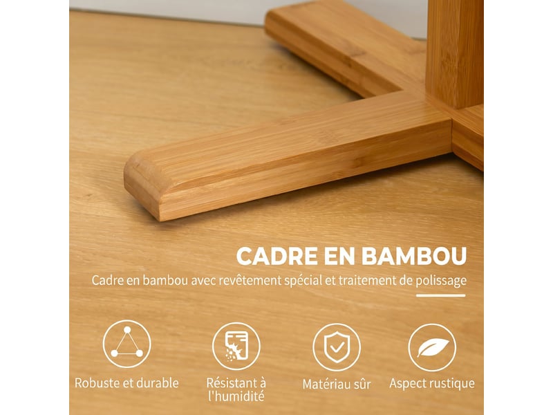  Porte-manteau sur pied en bambou 8 crochets coloris bois naturel 49,5x49,5x178 cm  - Conforama E