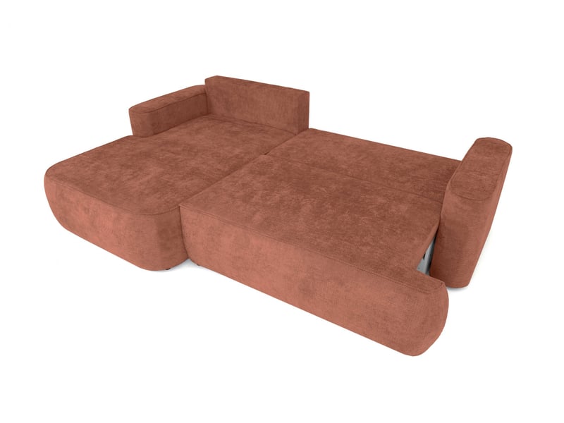  Canapé d'angle gauche cassis avec coffre de rangement en tissu chenille - terracotta CASSIS - Conforama C