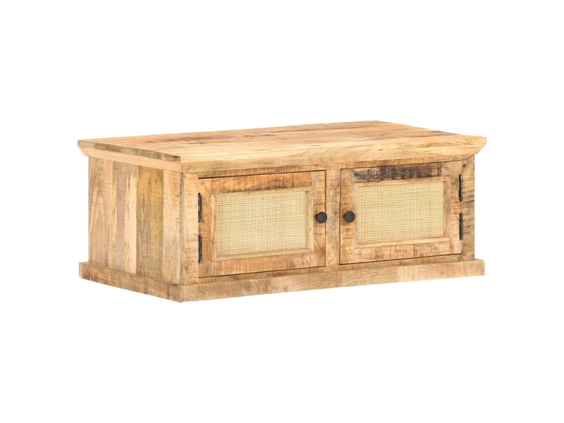  Table basse | table d'appoint salon 90x50x35 cm bois de manguier et canne naturelle  - Conforama A