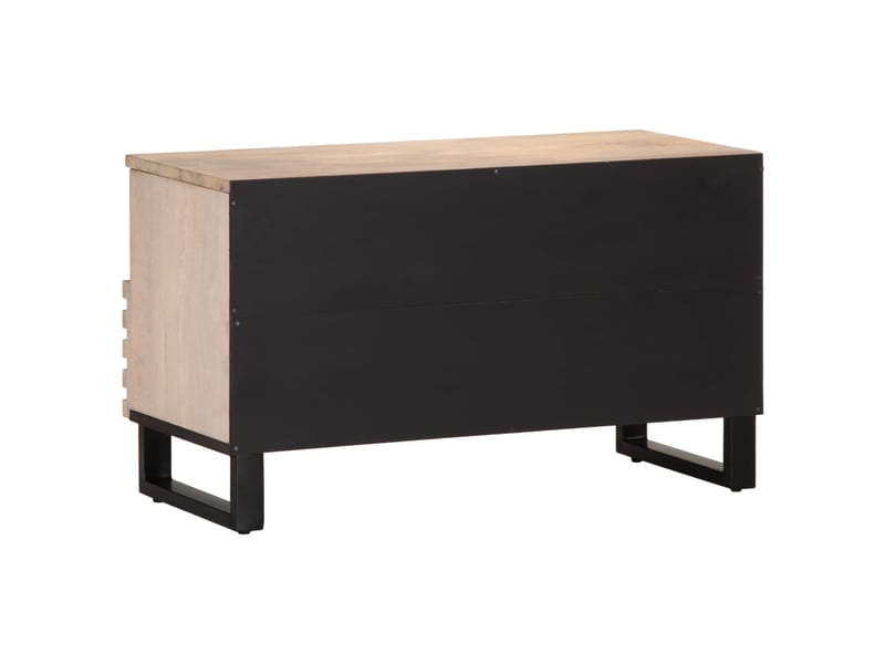  Meuble tv - banc tv - meuble de rangement 80x34x46 cm bois massif de manguier  - Conforama E