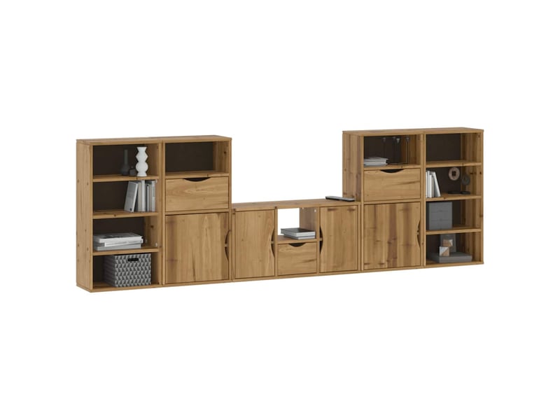  Meubles tv - banc tv - meuble de rangement 5 pcs avec rangement odda bois de pin massif  - Conforama D