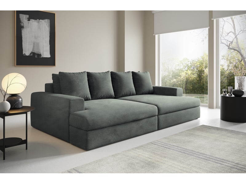  Canapé droit 4 places confort assise profonde en velours côtelé caldo gris anthracite  - Conforama B