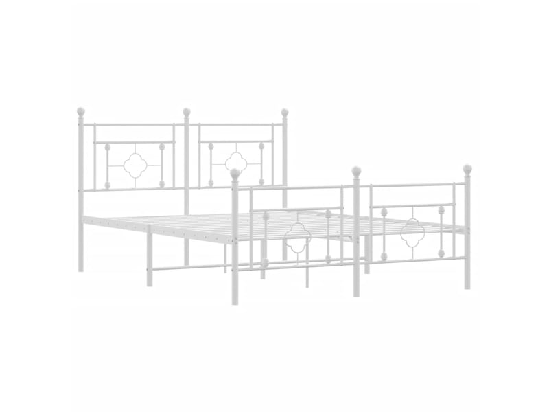 Lit double- lit adulte - cadre de lit métal sans matelas et pied de lit blanc 140x190 cm - Conforama C