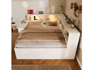 Lit banquette 140x200 cm <strong>MODFU</strong> <strong></strong> coloris blanc