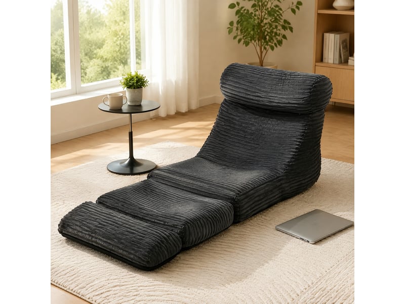  Fauteuil convertible modenvie 2 en 1 noir en flanelle texturée  - Conforama D