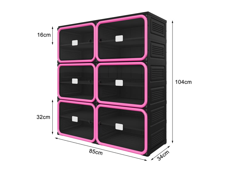  Meuble à chaussures pliable,85×34×104 cm,6 niveaux, 24 paires,porte transparente en pet,matériau pp,style moderne,noir  - Conforama C