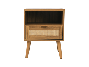 Table de chevet 45x40x55 cm avec tiroir et étagère ouverte coloris noyer