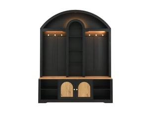 Armoire d’entrée multifonction moderne en mdf avec étagère à chaussures, rangements et crochets