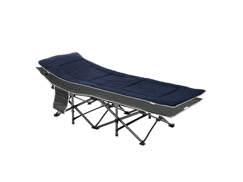  Lit de camp avec coussin, oreiller, poche, sac de transport et cadre en acier, capacité de charge 150 kg, 188 x 64,5 x 53 cm, bleu  - Conforama A