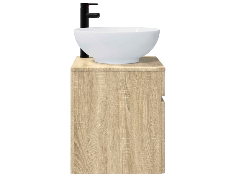 Meuble de lavabo mural, rangement salle de bain chêne sonoma 49x44.5x66.5 cm - Conforama C
