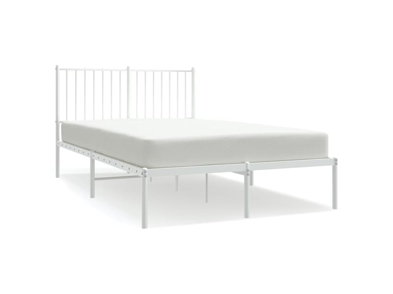  Lit double- lit adulte -  cadre de lit métal sans matelas et tête de lit blanc 120x200 cm  - Conforama A