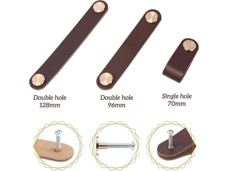  Lot de 4 poignées en cuir, poignées anciennes pour portes, tiroirs, commodes, cuisine et salle de bain  - Conforama C