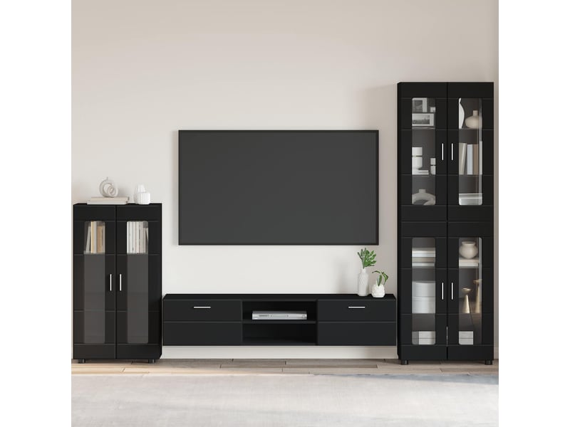  Buffet - bahut - meuble de rangement florin 55,5 x 29 x 100 cm noir bois d'ingénierie  - Conforama B