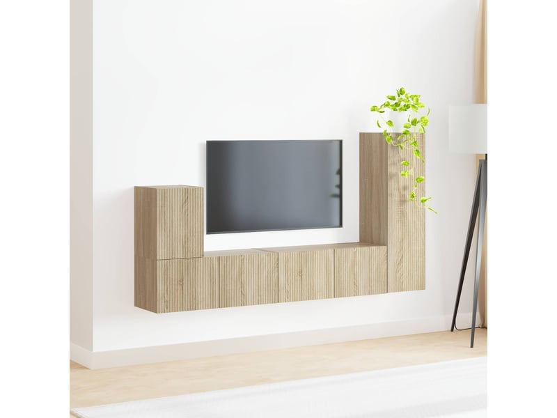  Ensemble meuble tv - banc tv - meuble de rangement 3 pcs chêne sonoma bois d'ingénierie  - Conforama D