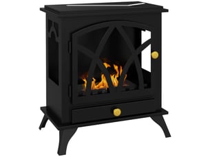 Cheminée autoportante à bioéthanol, brûleur de 1,2 litre et couvercle de 25 m², 45 x 28 x 54 cm, noire
