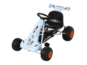 Kart à pédales 97x66x59 cm dès 3 ans avec siège réglable, acier, bleu clair