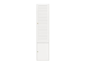 Armoire chambre 45x50x200 cm, penderie une porte avec porte persienne, en bois, avec tringle et 3 compartiments, blanc