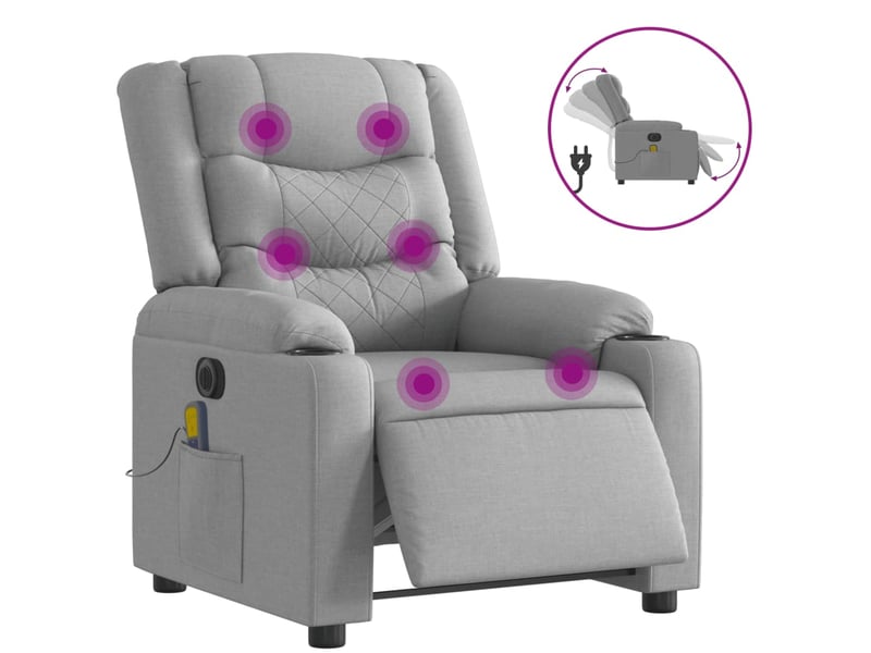  Fauteuil de massage inclinable électrique gris clair tissu shl53648  - Conforama A