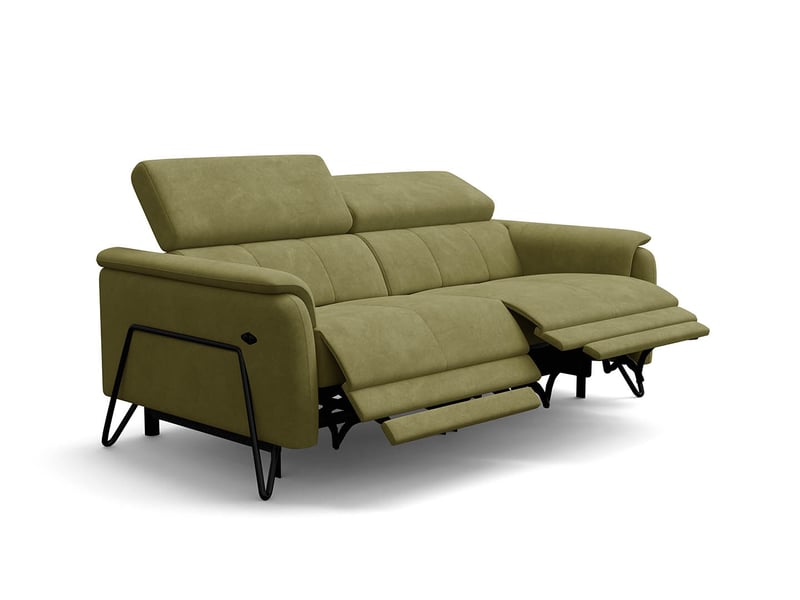  Canapé 3 places roden, 2x relax, tissu velours olive RODEN - Conforama A