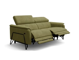 Canapé 3 places roden, 2x relax, tissu velours olive