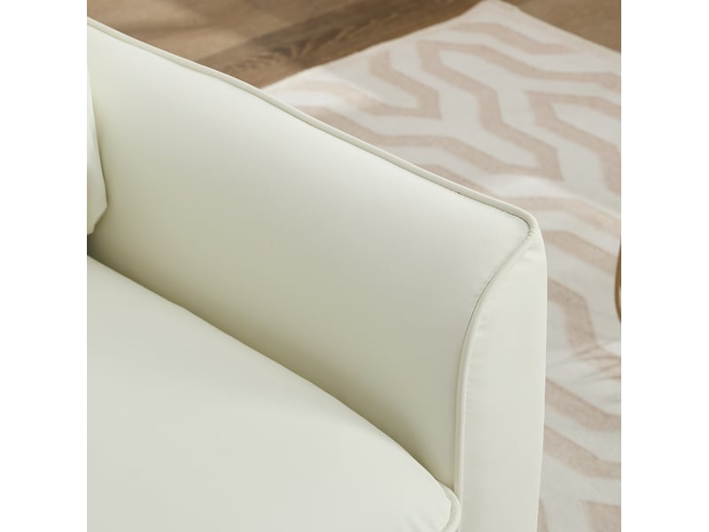  Fauteuil 80x68x80 cm style nordique rétro en simili cuir blanc  - Conforama D