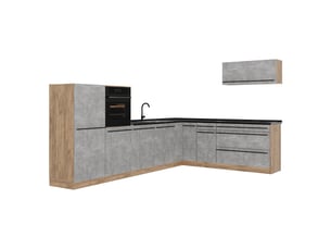 Vicco cuisine en angle, bétonchêne doré, 327 x cm sans plan de travail