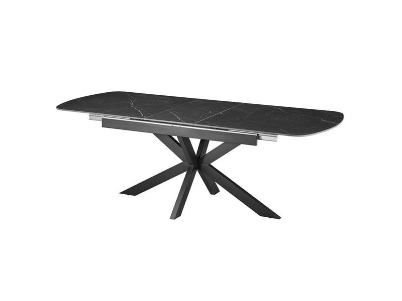 Hestia - table extensible rectangulaire en pierre frittée noir pieds en métal noir 180-220 cm HESTIA-NOI - Conforama A