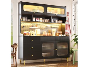 Buffet 4 porte(s)  3 tiroir(s) <strong>DESMIU</strong> <strong></strong> - 144.9 cm coloris noir 