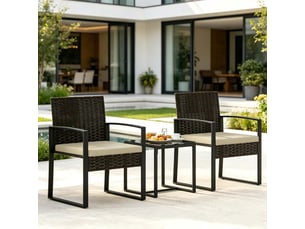 Salon de jardin,40x40x40 cm,2 places avec table,rotin pe,marron et noir