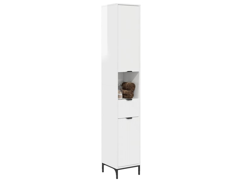  Cabinet de salle de bain, armoire salle de bain blanc brillant 31,5 x 33 x 190 cm cf65249  - Conforama C