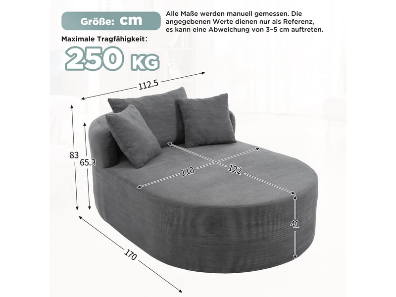  Canapé de salon, canapé pour séjour, en velours, dossier inclinable, livré monté, pour salon, 122 cm  - Conforama W