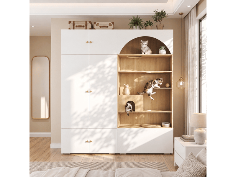  Ensemble dressing blanc et effet bois 180x50x200 cm, penderie et rangements  - Conforama B