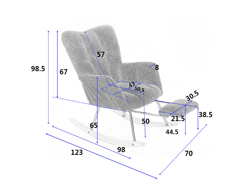  Fauteuil à bascule moderne avec rembourrage, revêtement en taffetas effet peluche et repose-pieds extensible, vert  - Conforama D