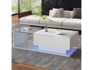 Table basse rectangulaire coloris blanc LPOSPI - 50 cmx100 cm