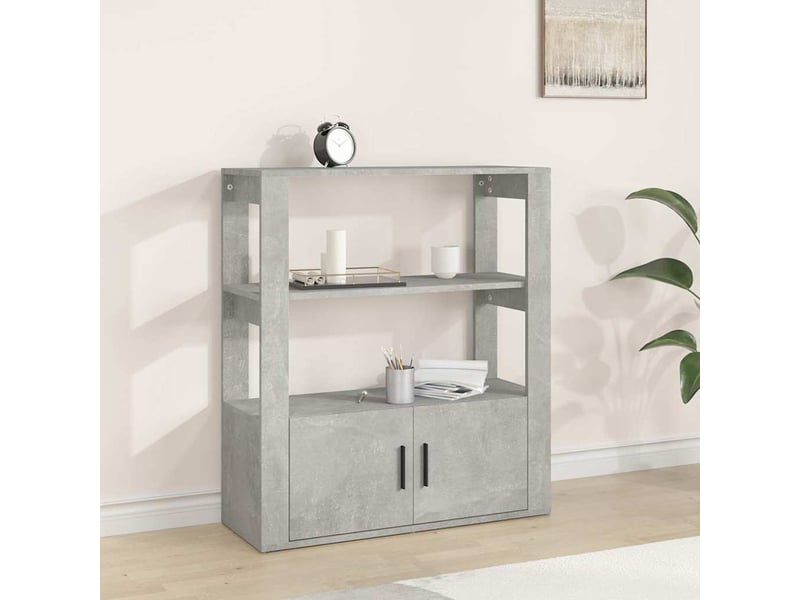  Buffet - bahut - meuble de rangement gris béton 80x30x90 cm bois d'ingénierie  - Conforama B