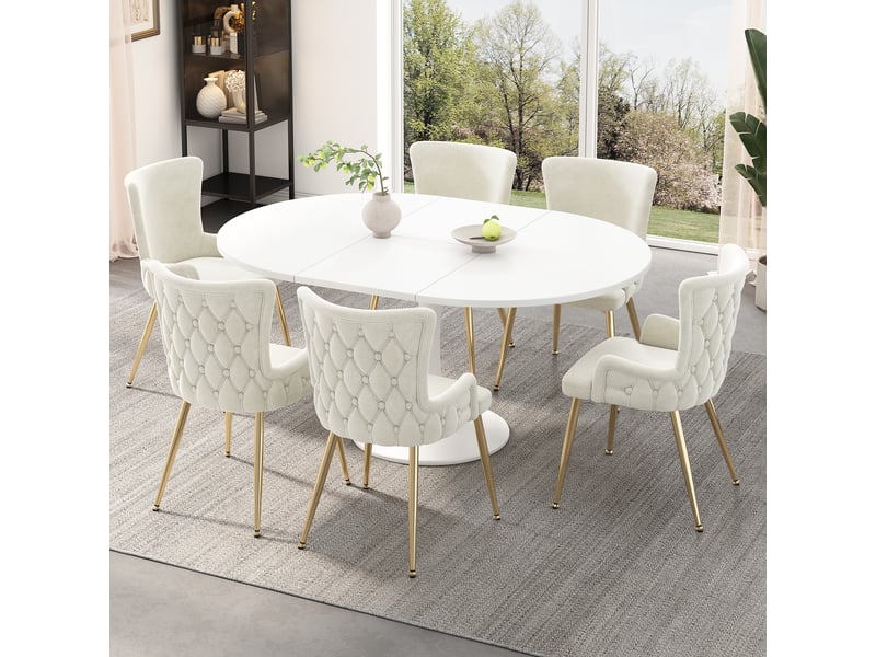  Chaises de salle à manger lot de 6 à usage polyvalent - lpospi - pieds en métal, salonchambre, velours - beige  - Conforama B