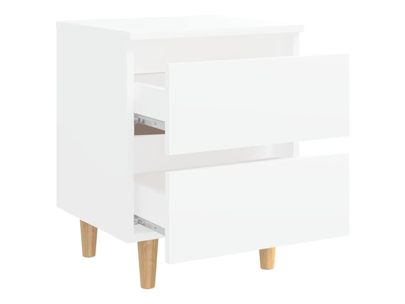  Lot de 2 tables de chevet - cabinet de chevet - table de nuit avec pieds en pin blanc 40x35x50 cm  - Conforama E