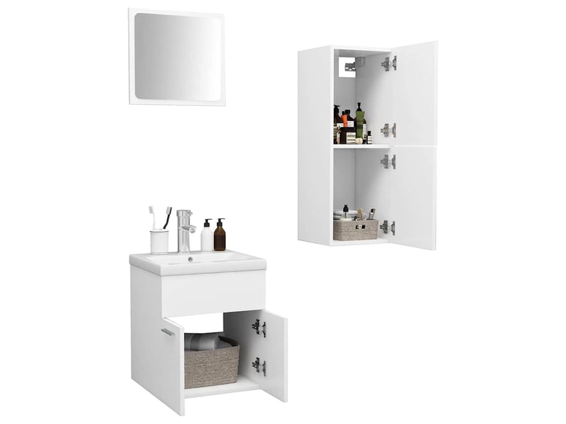  Ensemble de meubles de salle de bain blanc aggloméré cf63889  - Conforama E