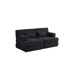 Canapé-lit convertible 2 places en chenille, canapé modulaire pliable, cadre en fer, convertible en lit d'appoint