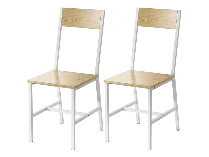  Ensemble de 2 chaises de salle à mangercuisine avec dossier incliné et structure en métal naturel  - Conforama B