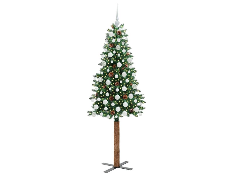 Sapin de noël, arbre de noël mince vert 180 cm pvc et bois de pin massif shl7237 - Conforama C