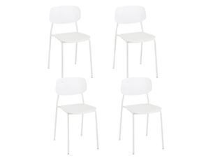 Lot de 4 chaises de cuisine empilables aza blanches