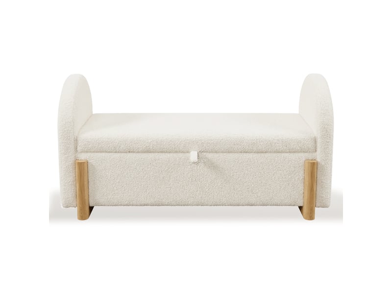  Banquette coffre tissu bouclé blanc avec rangement hydraulique 106x47x61 cm N616P503679W - Conforama A