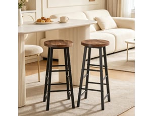 Tabourets de bar lot de 2 style industriel avec repose-pieds et patins de protection en mdf et métal noir vintage