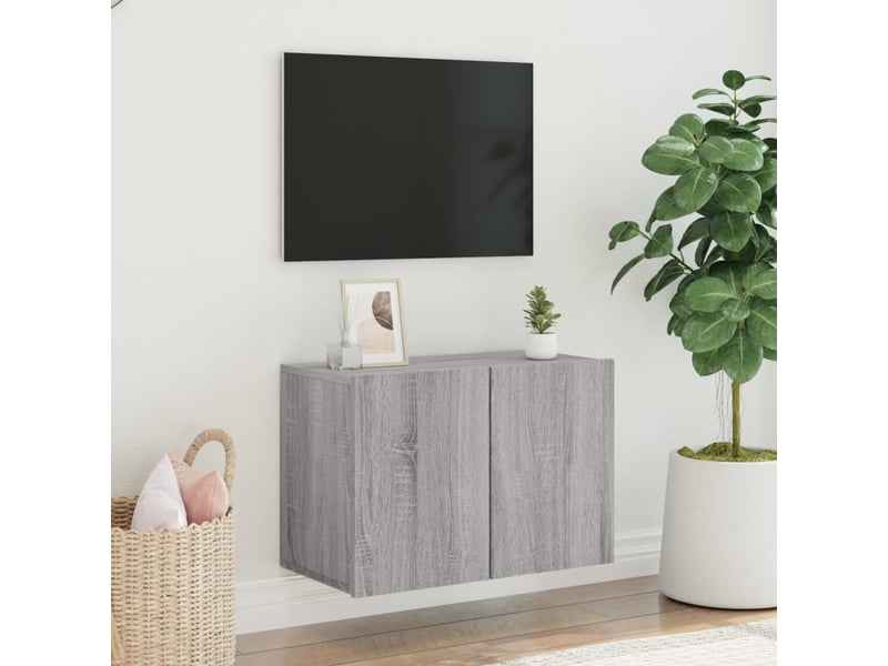  Meuble tv - banc tv - meuble de rangement mural sonoma gris 60x30x41 cm  - Conforama C