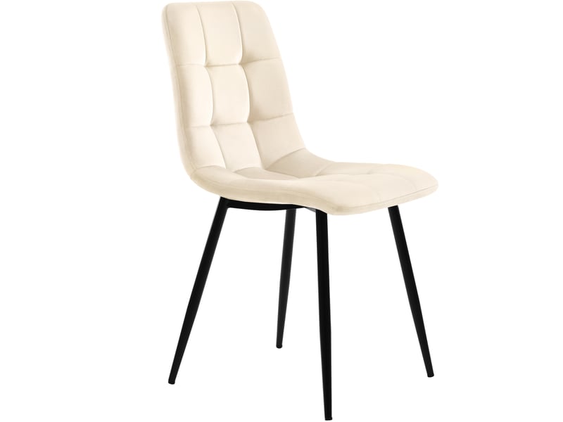  Lot de 5 pièces table et chaises de salle à manger, plateau mdf bois foncé et velours beige, style design moderne  - Conforama D