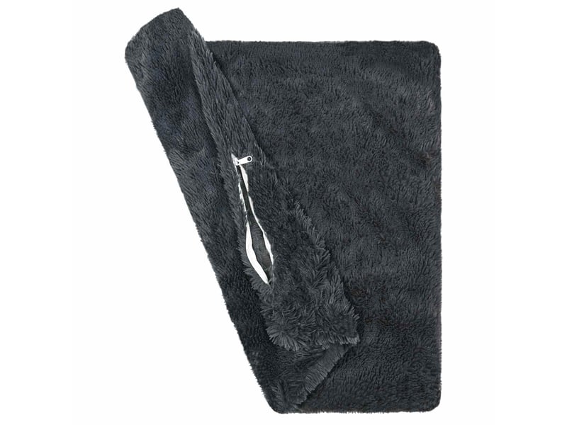  Lot de 2 coussins avec oreiller, coussins décoratifs heerlen anthracite fleece pv cf50387  - Conforama D