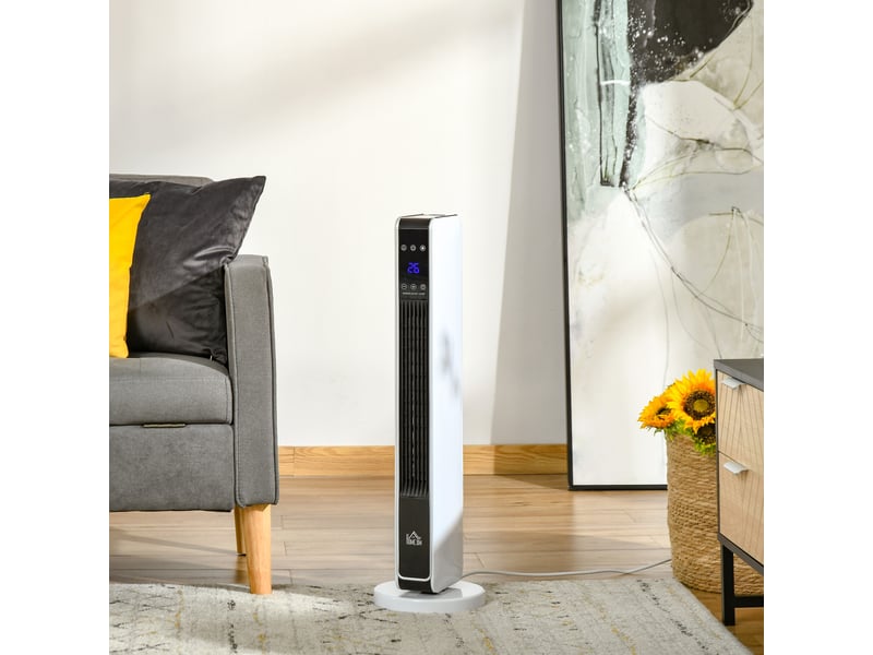  Radiateur électrique à économie d'énergie 11002200 w avec télécommande, affichage led, minuterie 8 heures, blanc  - Conforama C